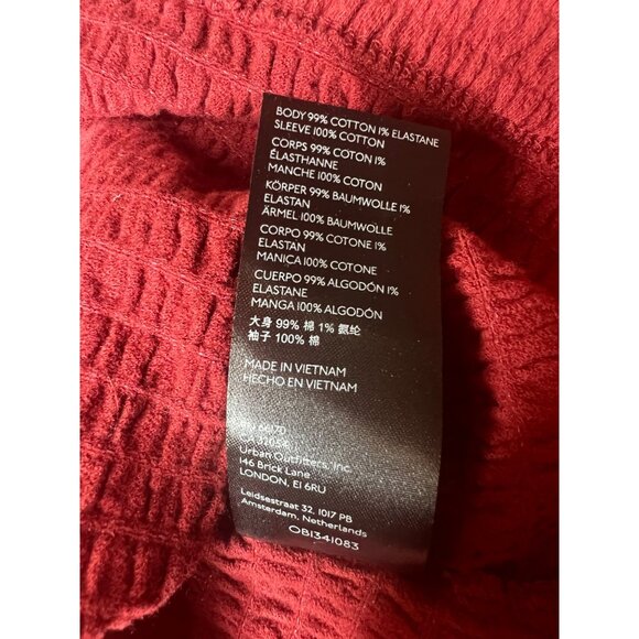 Anthropologie Smocked Red Textured Bell Sleeve Scoop Neck Top Women's XL - Picture 14 of 16